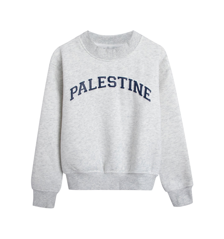 KIDS GREY PALESTINE CREW NECK