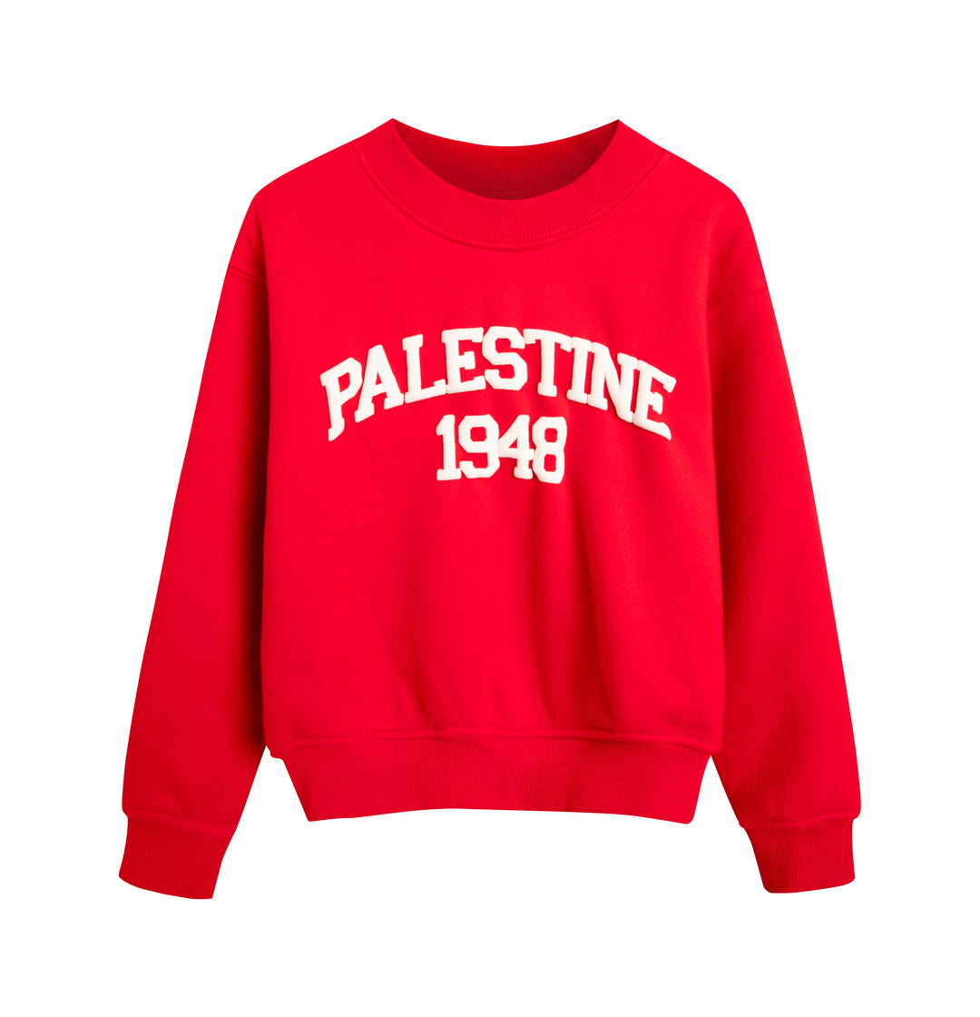 KIDS RED PALESTINE CREW NECK